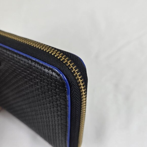 Stella & Dot Mercer Black Leather Tassel Zip Around Wallet Cobalt Blue Accent - Picture 6 of 16